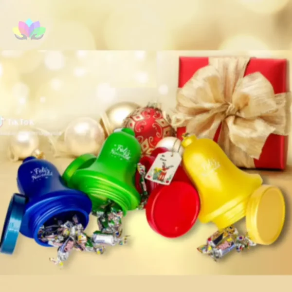 Envase Plástico Con Forma De Campana De Navidad - Estuche Para Empacar Regalos.