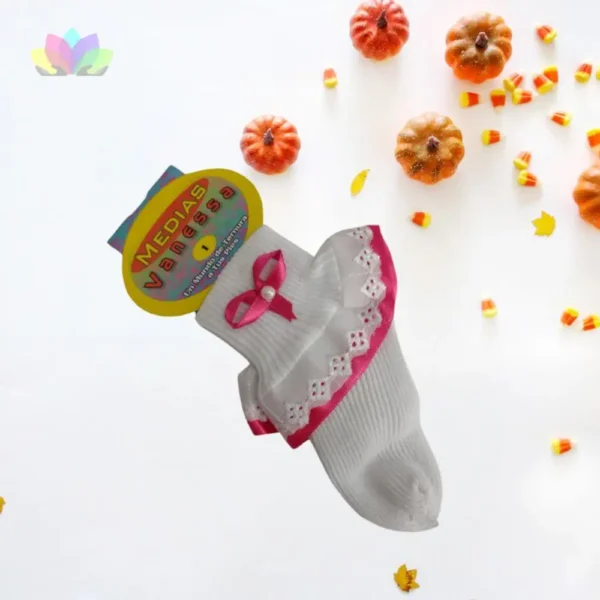 Medias De Boleros Para Bebitas Y Niñas - Media Calcetín Blanca Con Bolero.