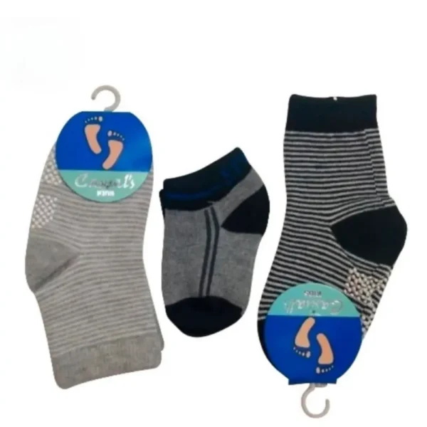 Calcetines Para Niños - Medias Y Tobilleras Niño Bebé Colores En Escala De Grises X 3 Pares.
