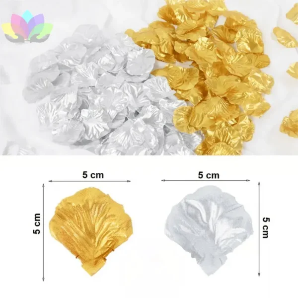 Pétalos Artificiales De Rosa Dorados O Plateados Metalizados Aromatizados X 100 Unidades.