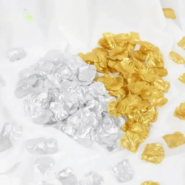 Pétalos Artificiales De Rosa Dorados O Plateados Metalizados Aromatizados X 100 Unidades.