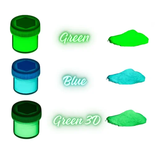 Pigmento Fotoluminiscente - Brilla En La Oscuridad - Colores: Green - Green 3D - Blue X 20 G.