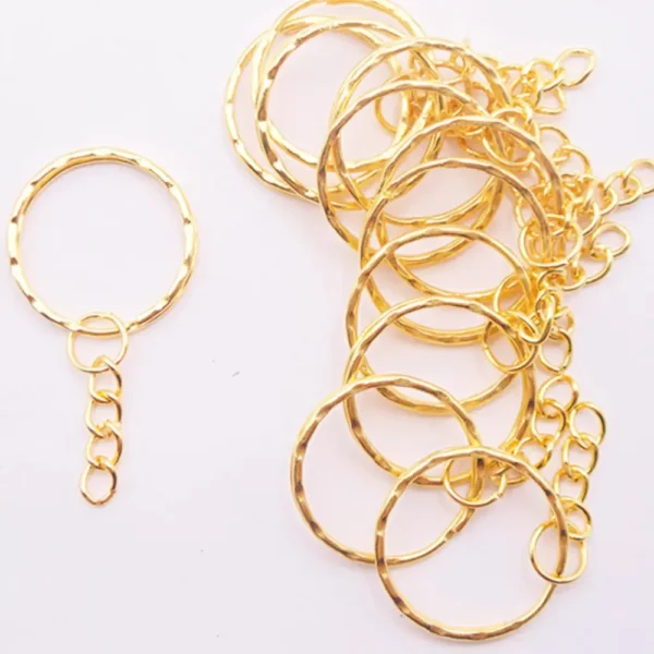 Llavero Económico Dorado - Argollas Para Llavero 2 Cm De Diámetro Interno+ Cadena + Argolla