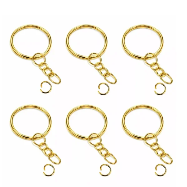 Llavero Económico Dorado - Argollas Para Llavero 2 Cm De Diámetro Interno+ Cadena + Argolla