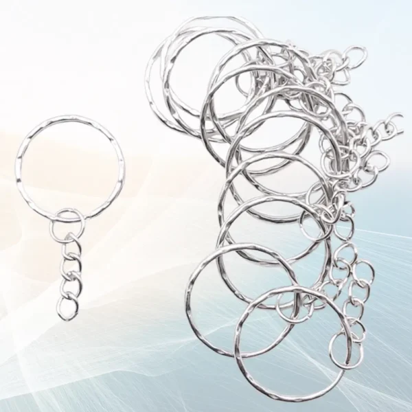 Llavero Económico Plateado – Argollas Para Llavero 2 Cm De Diámetro Interno+ Cadena + Argolla