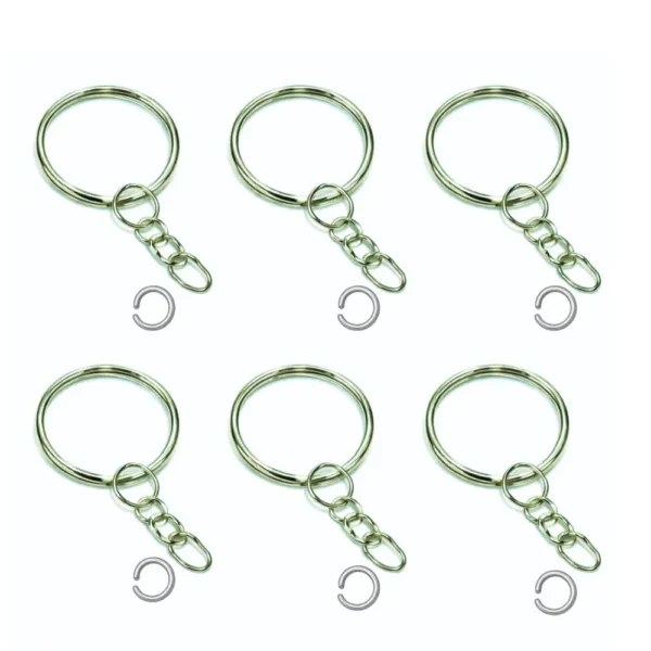 Llavero Económico Plateado – Argollas Para Llavero 2 Cm De Diámetro Interno+ Cadena + Argolla