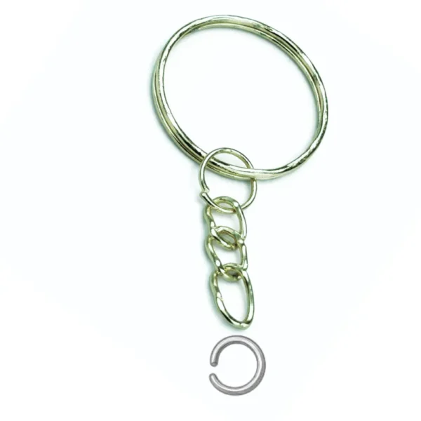 Llavero Económico Plateado – Argollas Para Llavero 2 Cm De Diámetro Interno+ Cadena + Argolla