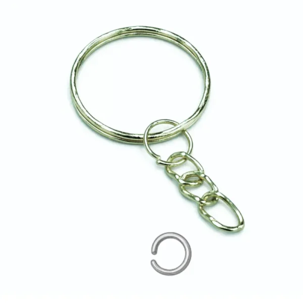 Llavero Económico Plateado – Argollas Para Llavero 2 Cm De Diámetro Interno+ Cadena + Argolla